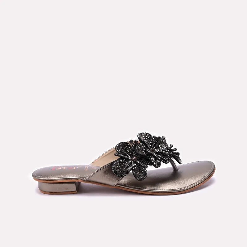 Womens Gray Fancy Slippers