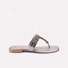 Womens Gray Flat Fancy Slippers