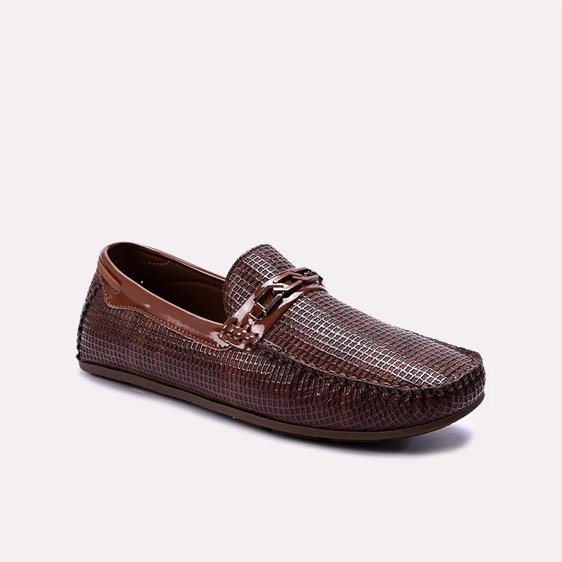 halston brown textured loafers