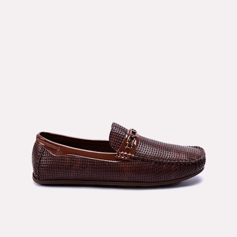 halston mens brown textured loafers