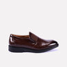 hampton men brown glossy dress shoes