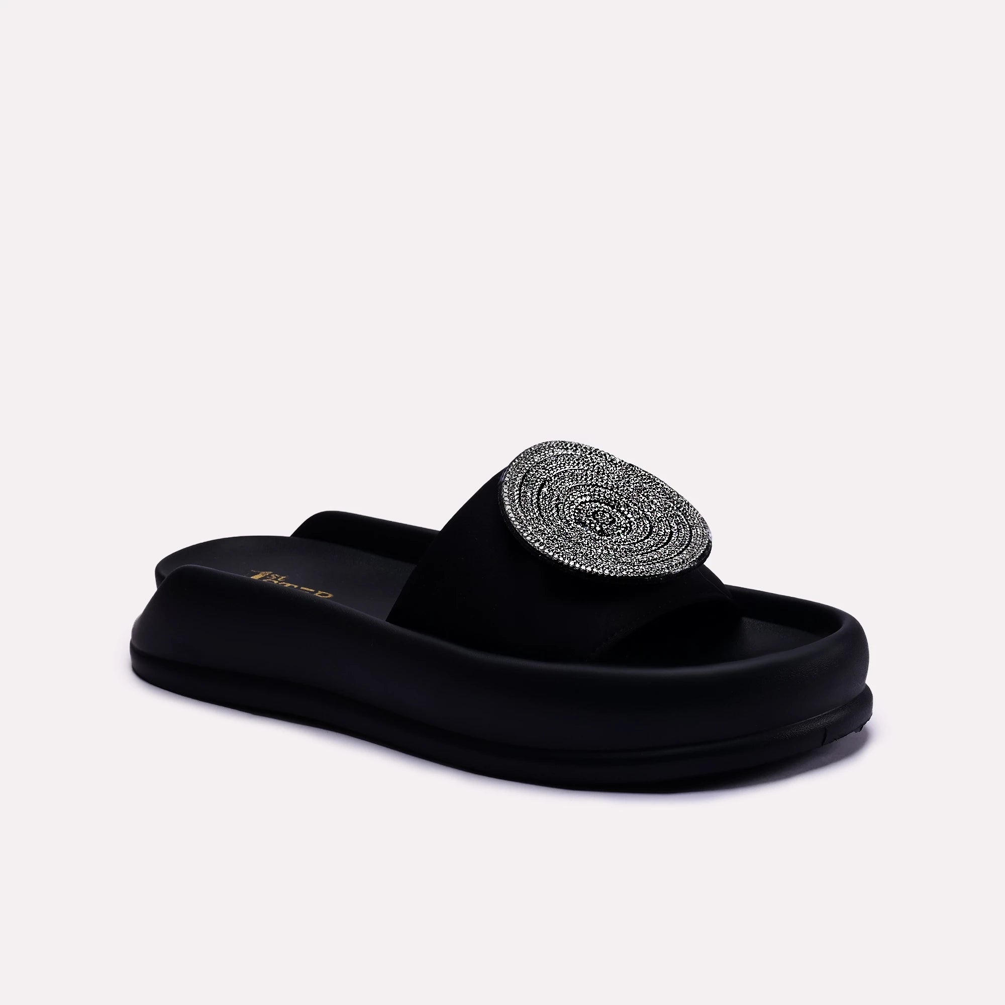 womens black platform slides