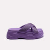 purple crisscross platform slippers for women