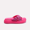 pink crisscross thick sole women slippers