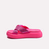 pink crisscross platform slippers for women