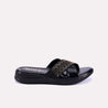 kiera women black soft crisscross slippers