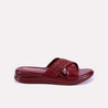 kiera women maroon soft crisscross slippers