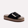 black buckle strap womens platform slide slippers