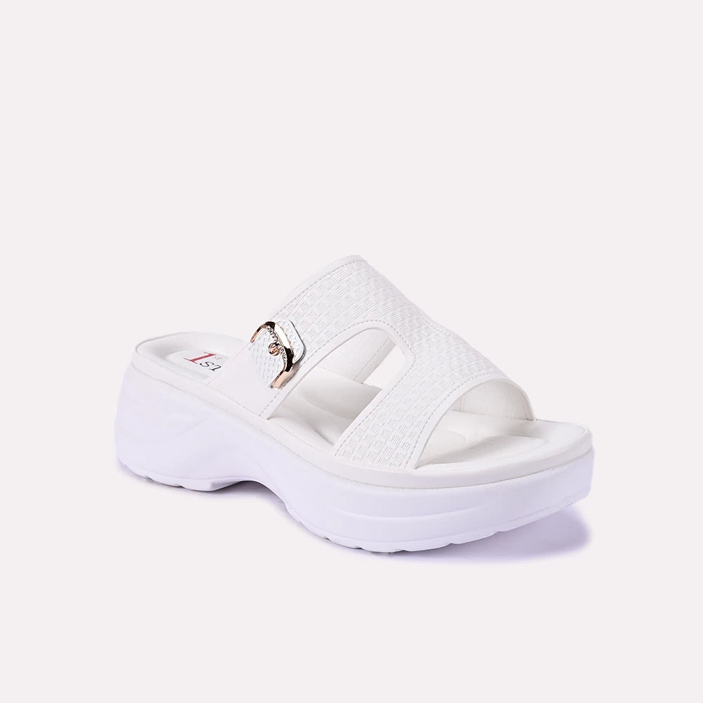 kylie white chunky slippers