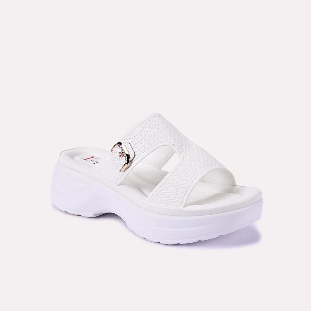 kylie white chunky slippers