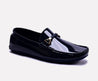 larry blue glossy loafers