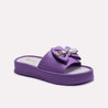 women purple bow style platform slippers