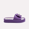 bow style womens purple platform slippers