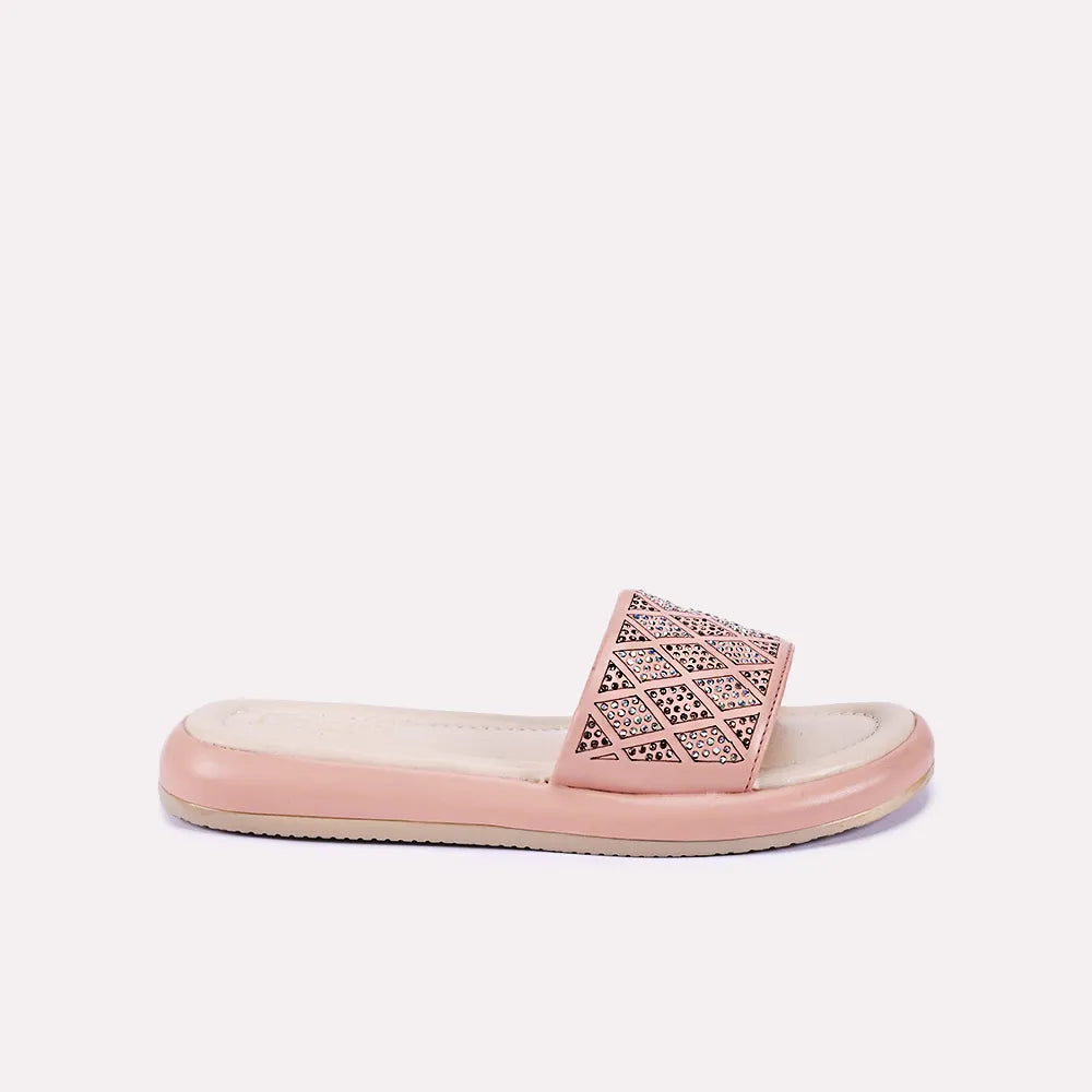 layla women peach fancy slippers