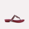 leah women maroon fancy slippers