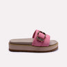 pink buckle strap women platform slippers