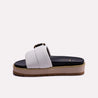 white platform slippers with buckle strap for women