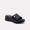 Livia Black Chunky Casual Slippers