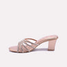 lumiere peach fancy heel slippers for women