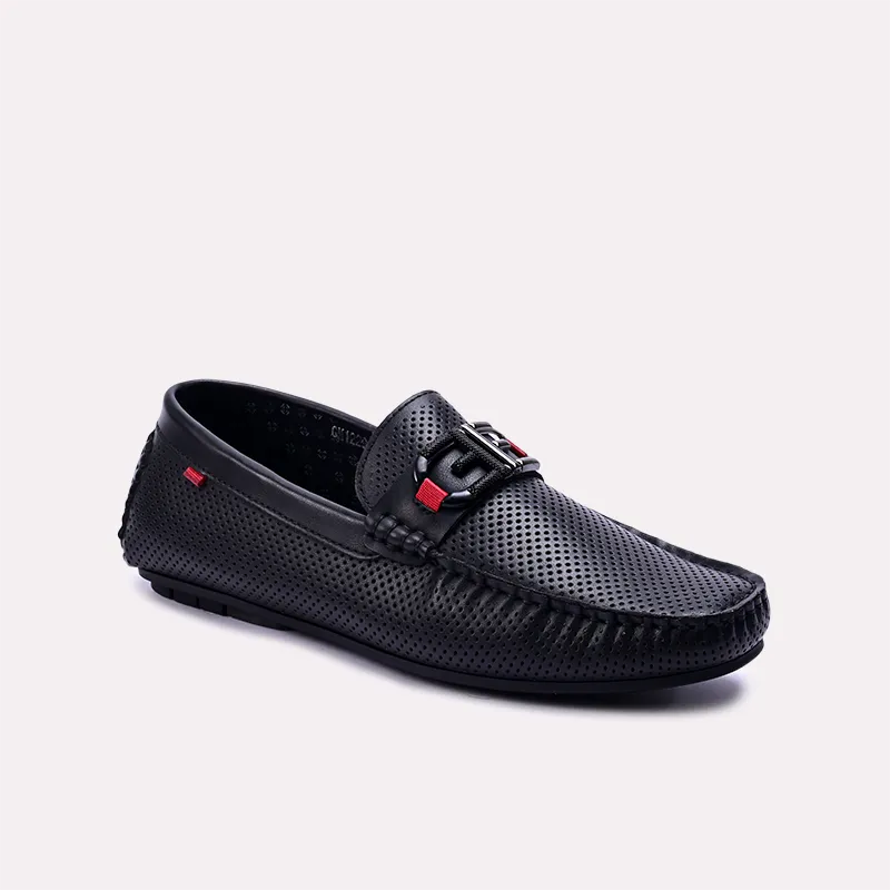 lysander black perforated loafers