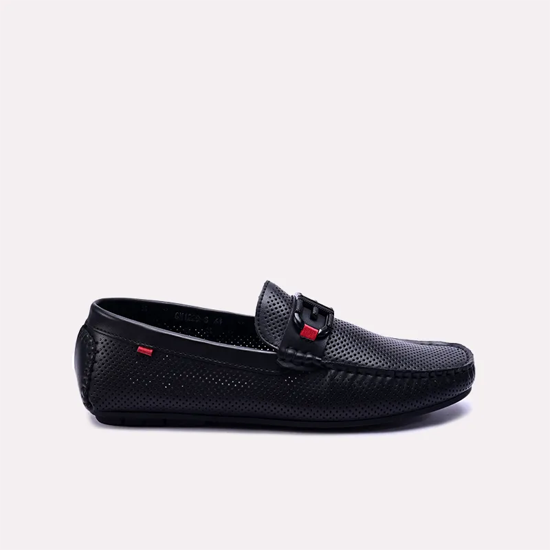 lysander mens black perforated loafers