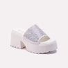 marina white chunky casual slippers