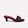 Womens Maroon Fancy Heel Slippers
