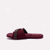 Maroon Flat Fancy Slippers for Women