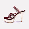 melisand maroon high heel slippers for women