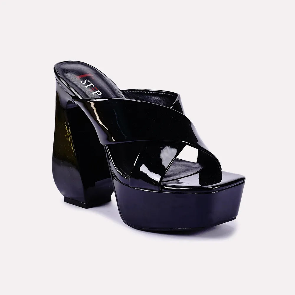 mila black high heel slippers