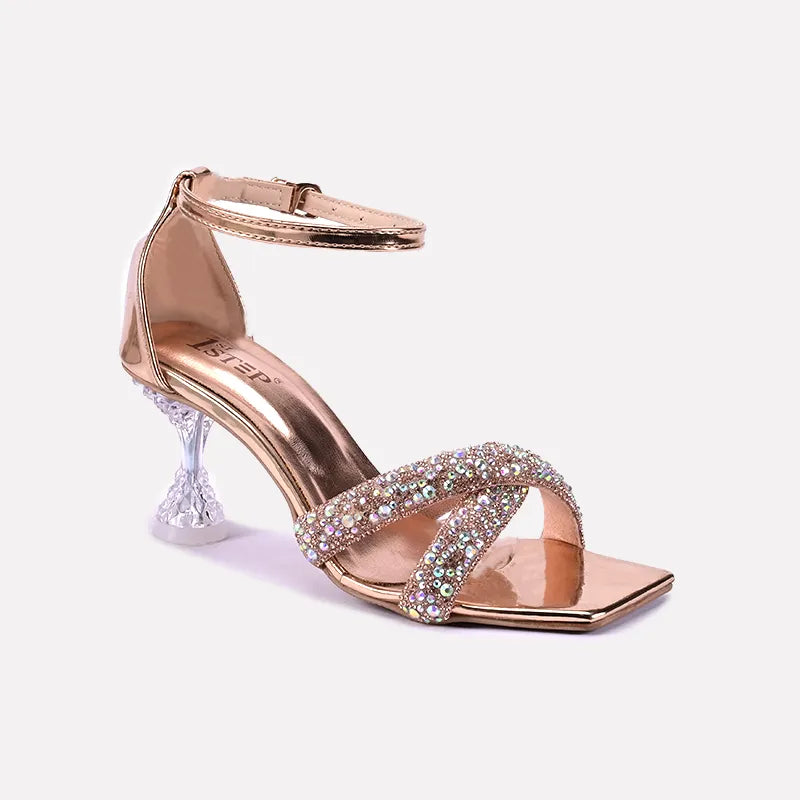 mina peach fancy heel sandals