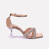 mina women peach fancy heel sandals