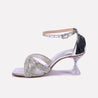 mina silver fancy heel sandals for women