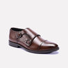 mystic brown double strap suit shoes