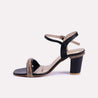 nia black heel sandals for women