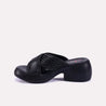 pam black chunky heel slippers for women