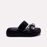 crystal embellished womens black platform slippers