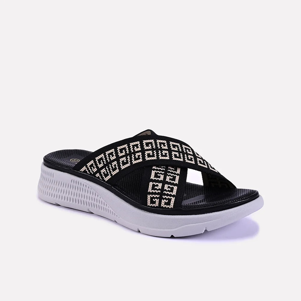 poppy black casual slippers