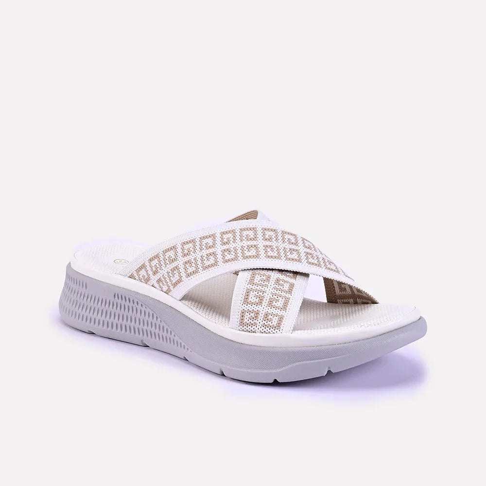 poppy white casual slippers