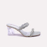 prism womens silver bridal heel slippers