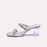 prism silver bridal heel slippers for womens