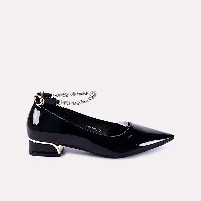 rihanna women black glossy pumps