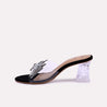 romania black crystal heel slippers for women