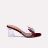 romania women maroon crystal heel slippers