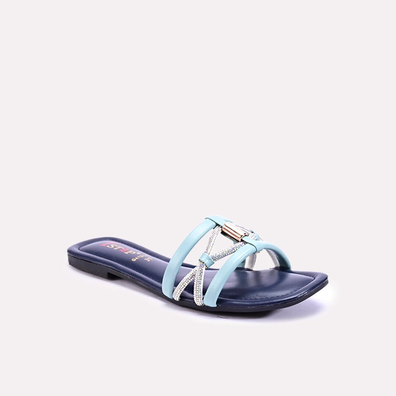 rosalba blue flat fancy slippers