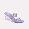 sarah purple block heel slippers