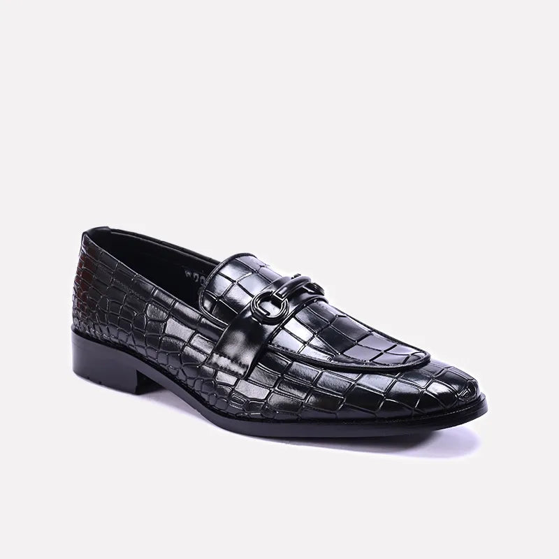 savoy black crocodile loafers shoes