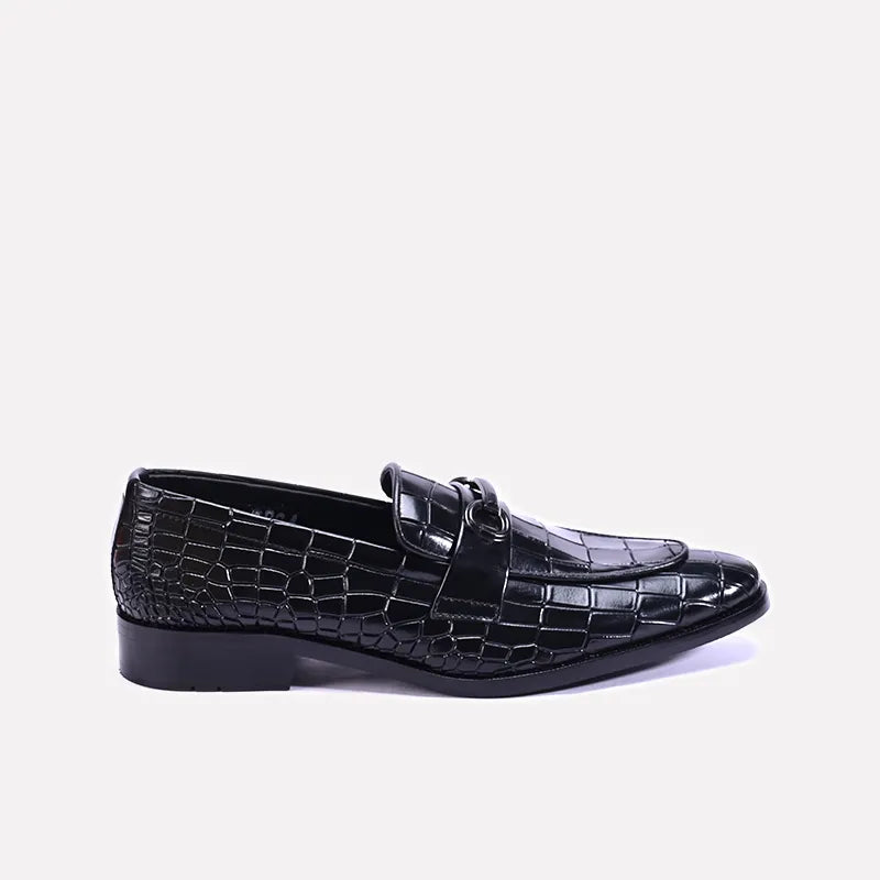 savoy mens black crocodile loafers shoes