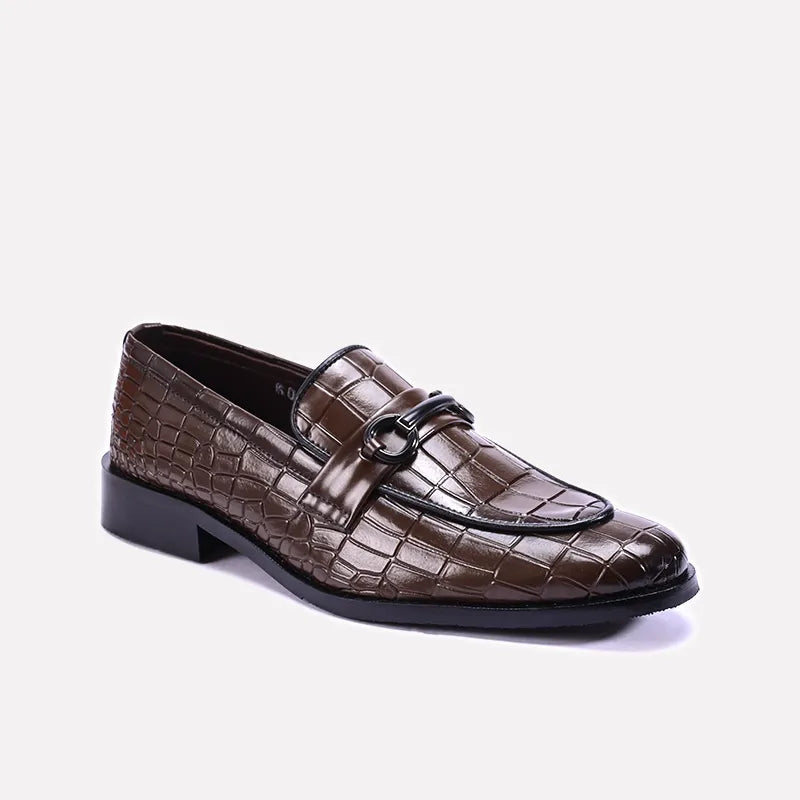 savoy brown crocodile loafers shoes