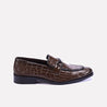 savoy mens brown crocodile loafers shoes